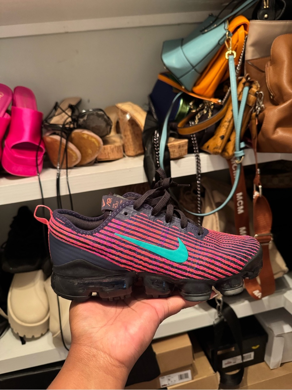 Nike Flyknit VaporMax Sneaker - Pink & Teal
